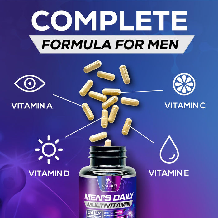 Men’s Multivitamin Supplement - Daily Mens Multivitamins Supplement for Health Support, Multivitamin for Men with Vitamins A, C, D, E & B12, Zinc, Calcium, Magnesium & More - Multi Vitamin