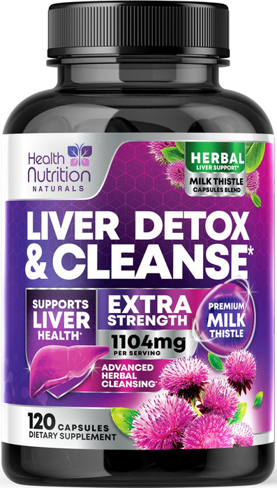 Gentle Liver Cleanse Detox & Repair Formula - Herbal Liver Support Supplement: Milk Thistle with Silymarin, Artichoke Extract, Dandelion, Beet, Chicory Root, & Turmeric for Liver Health