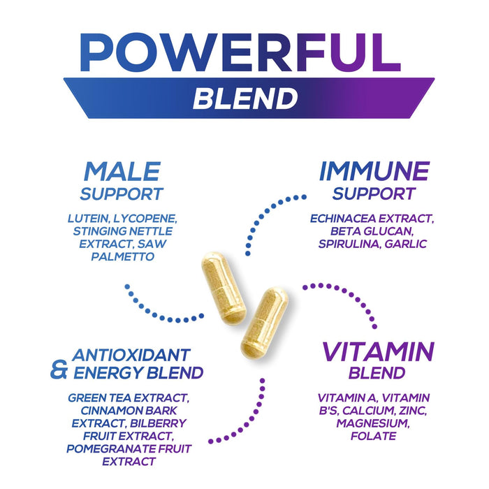 Men’s Multivitamin Supplement - Daily Mens Multivitamins Supplement for Health Support, Multivitamin for Men with Vitamins A, C, D, E & B12, Zinc, Calcium, Magnesium & More - Multi Vitamin