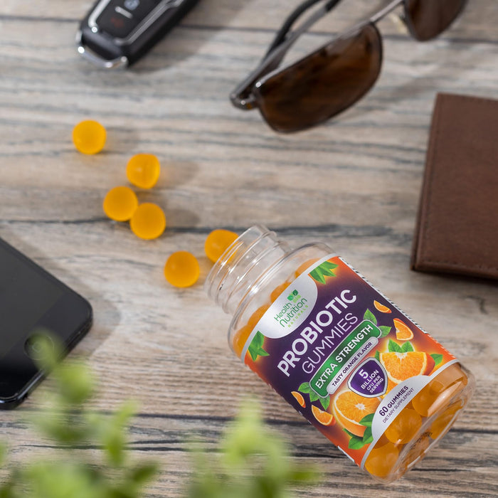 Daily Probiotic Gummy for Women & Men's Digestive Health, Extra Strength 5 Billion CFU, Acidophilus Probiotics Supplement Vaginal & Urinary Health Support, Vegan, Non-GMO, Orange Flavor