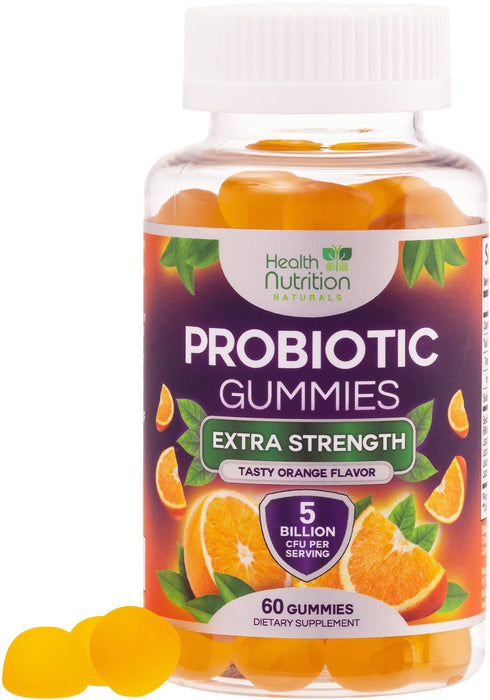 Daily Probiotic Gummy for Women & Men's Digestive Health, Extra Strength 5 Billion CFU, Acidophilus Probiotics Supplement Vaginal & Urinary Health Support, Vegan, Non-GMO, Orange Flavor