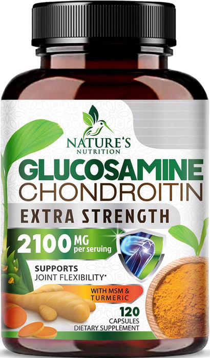 Glucosamine Chondroitin MSM Complex - Joint Support Supplement Turmeric & Boswellia, Triple Strength Glucosamine Capsules - Support for Joint Health & Mobility with Quercetin Bromelain
