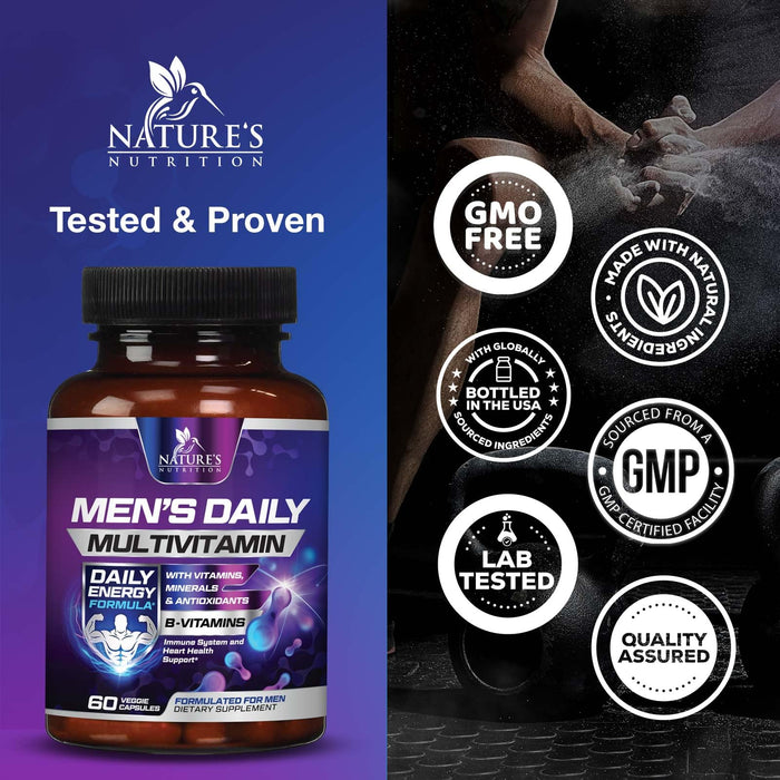 Men’s Multivitamin Supplement - Daily Mens Multivitamins Supplement for Health Support, Multivitamin for Men with Vitamins A, C, D, E & B12, Zinc, Calcium, Magnesium & More - Multi Vitamin